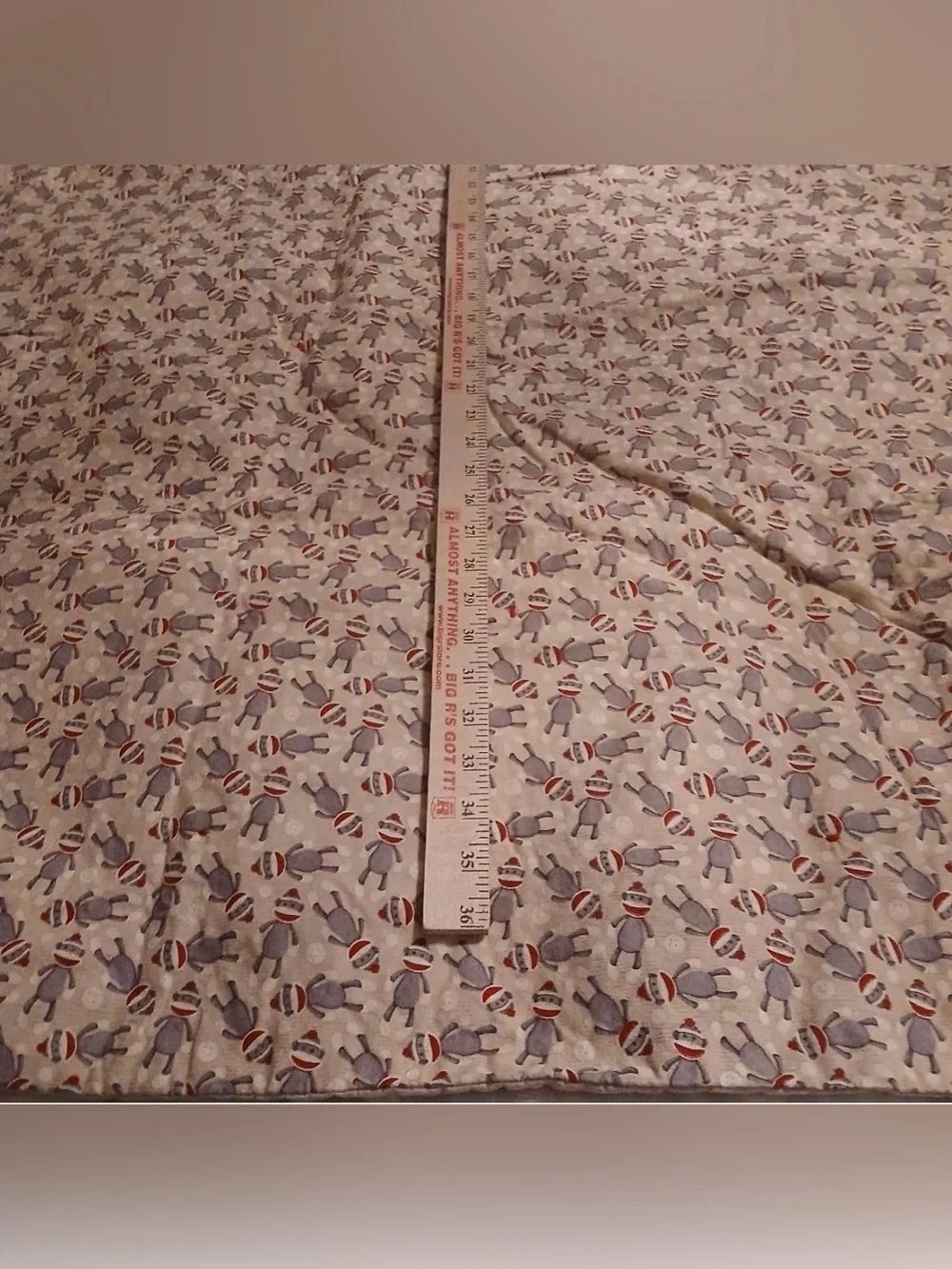 Vintage Baby Quilt Handmade Sock & Red Monkey Print Receiving Blanket